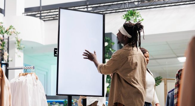 customer-interacting-with-digital-smart-board-clothing-retail-store-african-american-man-tapping-whiteboard-blank-screen-read-information-about-shoes-new-collection-shopping-mall